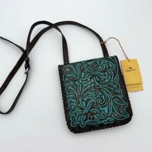Patricia Nash Granada Tooled Turquoise Crossbody bag